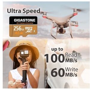 GIGASTONE 256GB Micro SD Card, 4K Camera Extreme, MicroSDXC Memory Card
